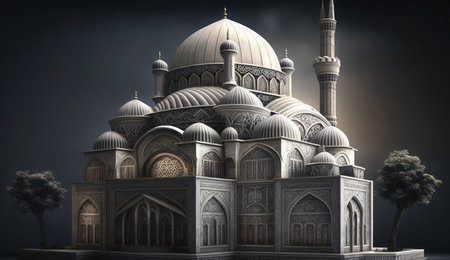 A detailed image of an ornate mosque, showing its intricately architectural details and Islamic design.の写真素材