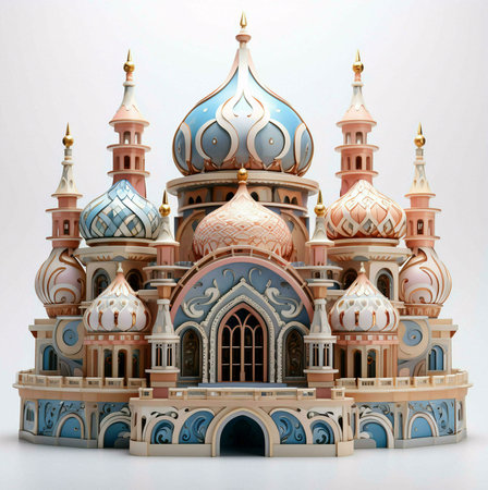 A beautifully crafted model of an enchanted castle, showing intricate details and whimsical designs. This miniature masterpiece captures the essence of fairytale architecture.の写真素材