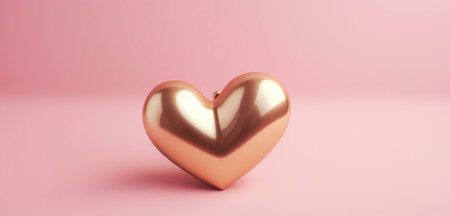 A golden heart shape on a light pink background. It is a symbol of love, romance, and affection. The image could be used for greeting cards, social media posts, or other creative projects.の写真素材