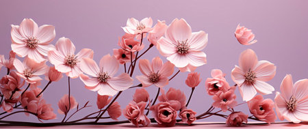 A close-up image of a delicate arrangement of pink flowers. The petals are soft and delicate, and the colors are soft and pastel. The image evokes a sense of beauty, peace, and tranquility.の写真素材