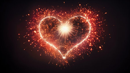 A heart-shaped firework display, perfect for Valentine's Day or any romantic celebration.