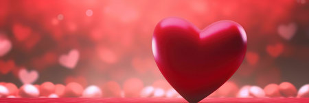 A close-up shot of a red heart on a blurry background of hearts, perfect for Valentines Day.の写真素材