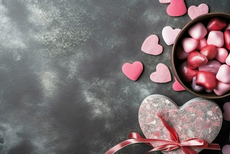 Heart shaped candy and gift box for Valentines Day