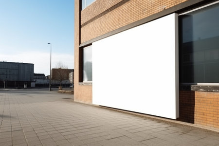 A blank billboard on a brick building in a city. It is a perfect space for an advertisement.の写真素材