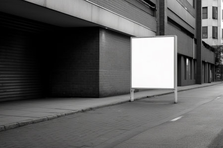 A blank billboard standing on a city street. It is ready for your own message, advertisement, or design.の写真素材