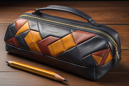 school bag with pencilsの写真素材