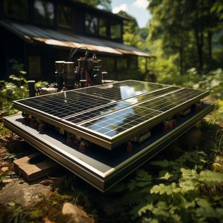 A close-up view of a solar panel, showing the technology behind renewable energy generation.の写真素材