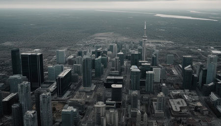 A stunning aerial view of Toronto's skyline, showcasing the city's iconic skyscrapers and urban landscape.の写真素材