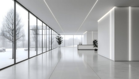 Modern office with winter viewの写真素材
