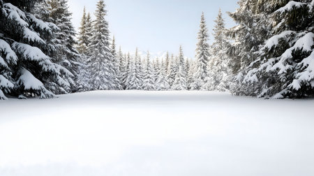 A breathtaking winter scene of a snow-covered forest. Serene and peaceful.の写真素材
