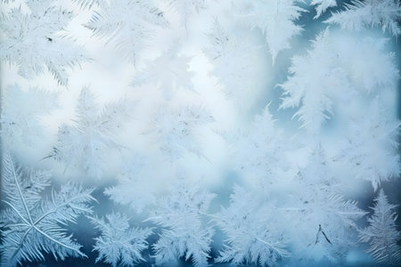 Stunning winter frost patterns on a window. Delicate ice crystals create an ethereal scene.