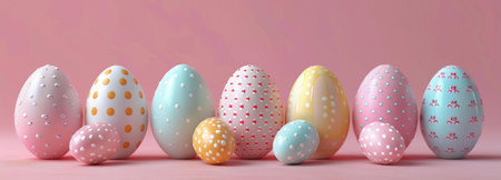 Pretty pastel-colored eggs decorated for Easter. Perfect spring holiday image.
