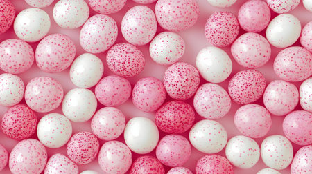 Close-up view of pink and white candies, perfect for sweet backgrounds