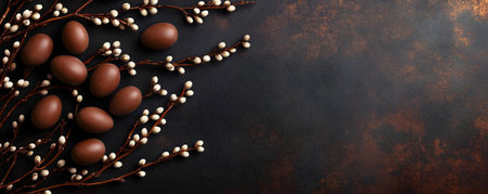 A delightful arrangement of chocolate eggs nestled among blooming spring branches. Perfect for...