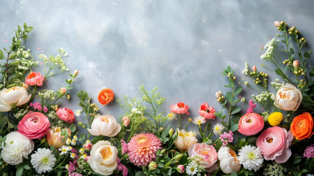 Stunning floral arrangement showcasing a variety of vibrant spring blossoms. Perfect for backgrounds...