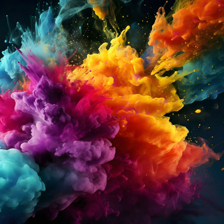 A vibrant explosion of colorful ink. Abstract art.