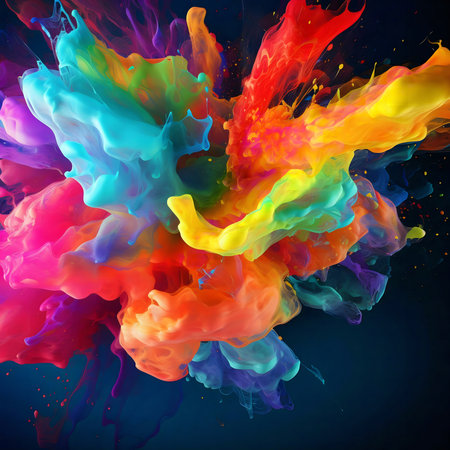 A breathtaking image of a vibrant color explosion. Swirling hues create a dynamic and artistic...
