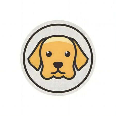 Cute cartoon illustration of a Golden Retriever puppy.の写真素材