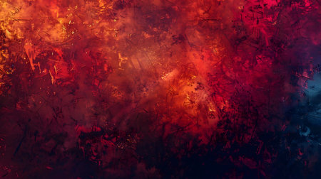 Fiery abstract art. Red, orange, dark colors. Intense energy.の写真素材