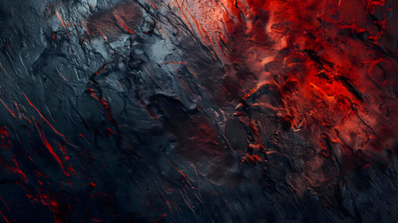 Abstract fiery dark texture. Red and black lava-like design.の写真素材