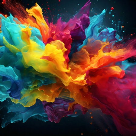 A breathtaking abstract image showing a vibrant explosion of colors. Dynamic and energetic