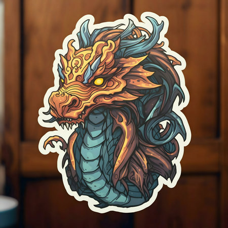 A detailed digital art print of a majestic dragon, perfect for collectors and fantasy enthusiasts.の写真素材