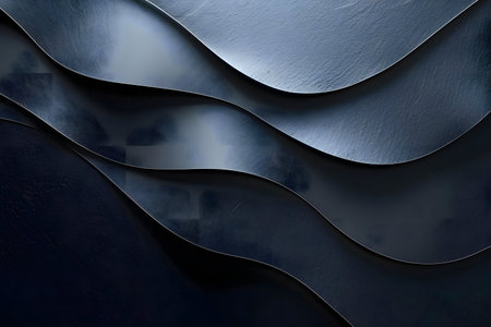 Abstract image of dark blue wavy texture. Smooth, elegant curves create a visually appealing design.の写真素材