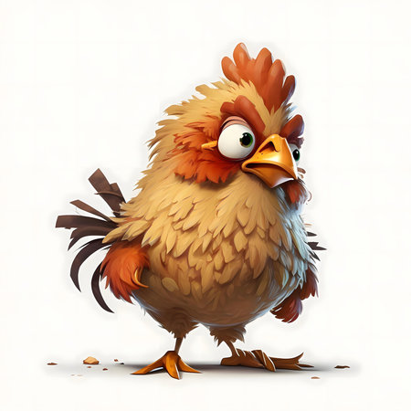 A fluffy, angry chick illustration. Digital art.の写真素材