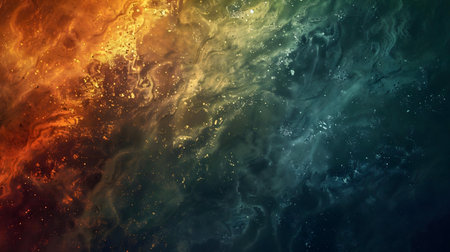 Abstract cosmic artwork with swirling orange and teal hues, resembling a nebula.