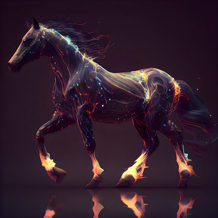 A stunning digital painting of a horse, radiating light and energy.の写真素材