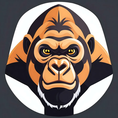 Close-up vector illustration of a powerful gorilla face.