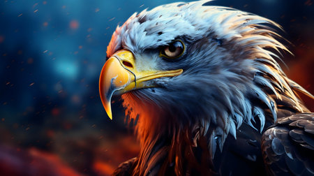 Stunning close-up of an eagle, digitally enhanced. Fierce and majestic.の写真素材