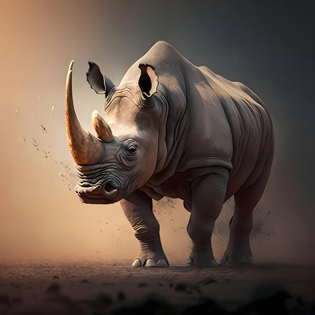A stunning digital painting of a majestic rhino. The image is full of power and grace.の写真素材