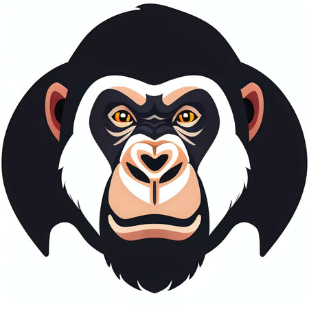 A captivating close-up of a chimpanzee's face,vector art.の写真素材