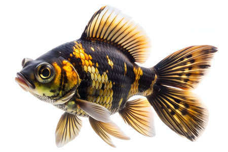 Close-up of a beautiful black and gold goldfish.の写真素材