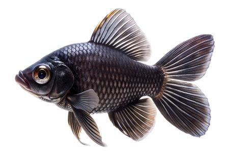 Stunning black moor goldfish isolated on white.の写真素材