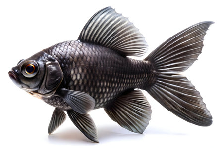 Stunning black moor goldfish isolated on white.の写真素材