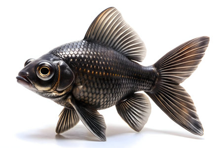 Close-up of a black moor goldfish. Elegant aquatic pet.の写真素材