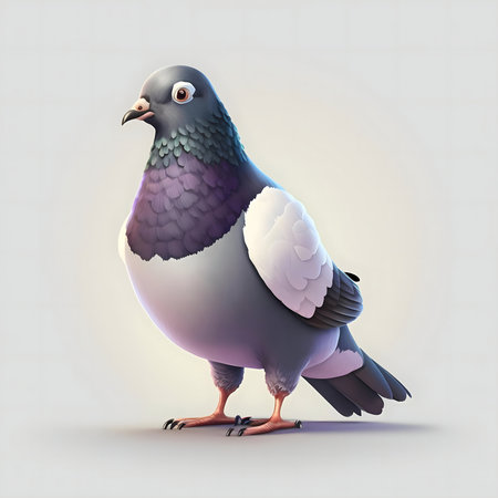 A digital illustration of a charming cartoon pigeon. Cute and delightful.の写真素材