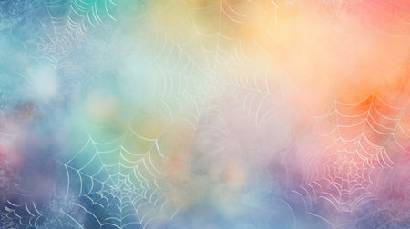 Dreamy pastel spiderwebs on a soft background. Perfect for Halloween.の写真素材