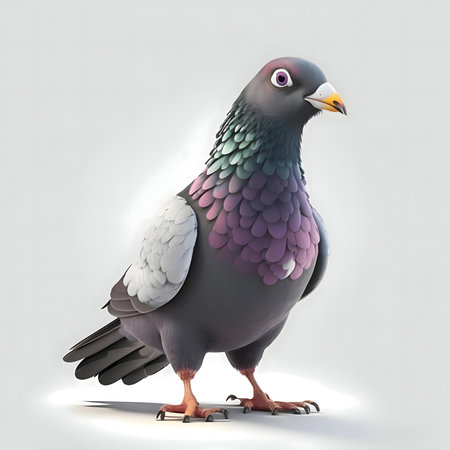 A colorful 3D rendered pigeon. Vibrant plumageの写真素材