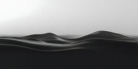 Black and white photo of desert dunes. Minimalist landscape.の写真素材