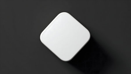 Clean mockup of a white diamond shaped box against a dark background.の写真素材