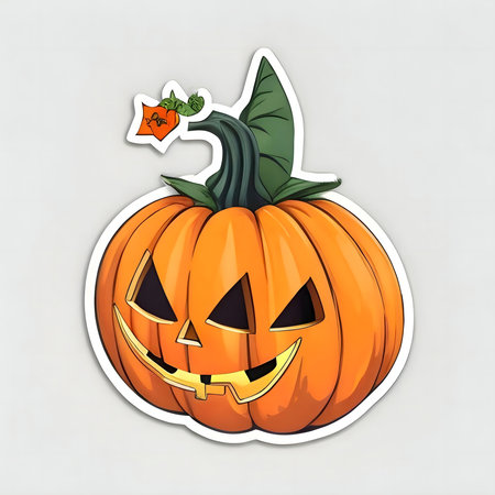 A cheerful jack-o'-lantern pumpkin magnet perfect for Halloween.の写真素材