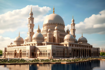 Stunning rendering of a grand mosque.の写真素材
