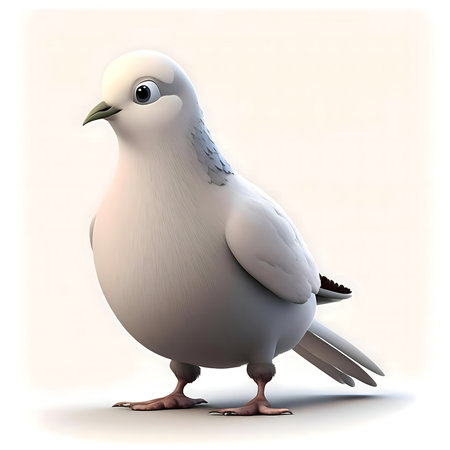 A charming 3D render of a white dove, symbolizing peace and serenity.の写真素材