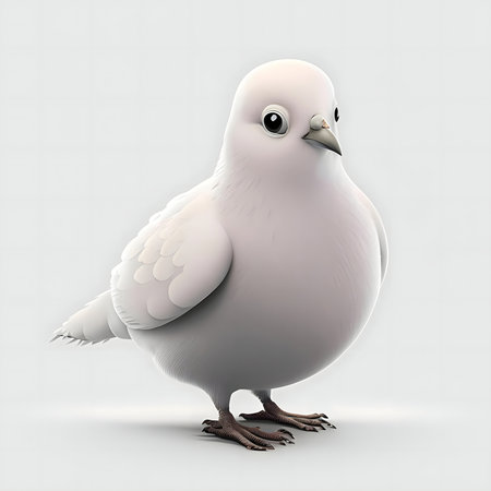 A charming 3D rendered image of a white dove. Symbolizing peace and purity.の写真素材