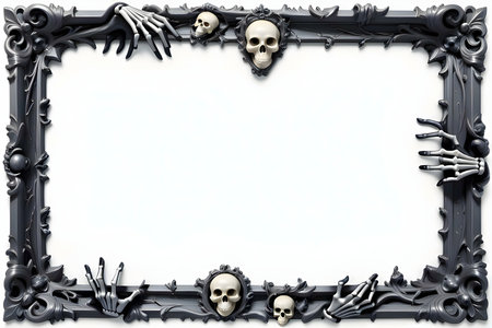 Spooky Halloween frame with skulls and hands