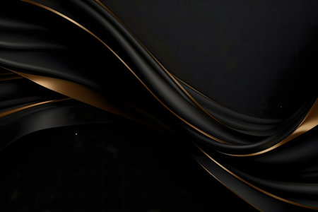 Elegant swirling black and gold abstract background. Luxury design.の写真素材