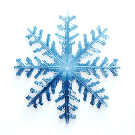 Close-up of a beautiful blue snowflake.